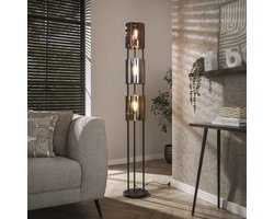 PS-Collection Vloerlamp met Drie Glazen Kappen - Koper/Zilver/Goud - vloerlampen woonkamer, staanlamp, vloerlamp zwart, vloerlamp industrieel, vloer lamp, staande lampen woonkamer, staande lampen, staande lamp industrieel