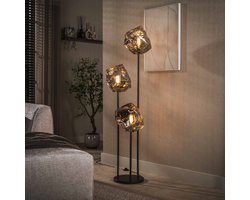 PS-Collection Vloerlamp Rock Getrapt - Chroom Glas/Zwart Metaal - vloerlampen woonkamer, vloerlamp zwart, vloerlamp industrieel, vloer lamp, vloerlampen landelijk, staande lampen woonkamer, staande lampen, staande lamp industrieel