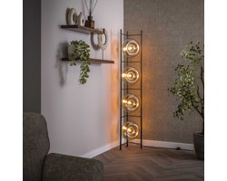 PS-Collection Vloerlamp Soll - Amber Glas & Metaal Brons - vloerlampen woonkamer, staanlamp, vloerlamp zwart, vloerlamp industrieel, vloer lamp, staande lampen woonkamer, staande lampen, staande lamp industrieel