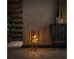 PS-Collection Weaver Cylinder Vloerlamp - Ø25x61cm - Zwart Nikkel - Metaal - vloerlampen woonkamer, vloerlamp zwart, vloerlamp industrieel, vloer lamp, vloerlampen landelijk, staande lampen woonkamer, staande lampen, staande lamp industrieel