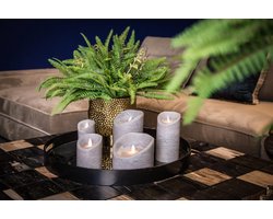 PTMD - 5 delige Led kaarsen set - RUSTIC SUEDE GREY- echte wax - bewegende vlam - timer functie