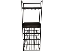 PTMD Arto Wine Rack Dark Grey Base Brown Marble