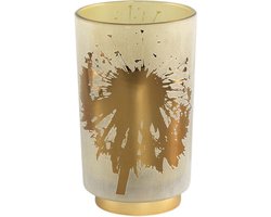 PTMD Besh Rond Windlicht - H20 x Ø12 cm - LED - Glas - Bruin/Goud -lampje heeft 2 AAA batterijen nodig. Deze worden er niet bijgeleverd.