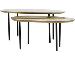 PTMD Bijzettafel Oxil - 90x50x42 cm - Hout - Groen - Set van 2