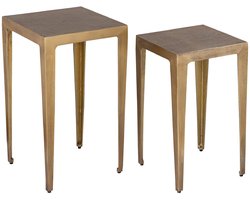 PTMD Bijzettafel Rivva - 32x32x55 cm - Aluminium - Messing - Set van 2
