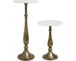 PTMD Bijzettafel Sonnel - 39x39x90 cm - Ijzer - Champagne - Set van 2