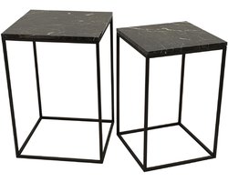 PTMD Bijzettafel Volos - 0x0x0 cm - Marmer - Bruin - Set van 2