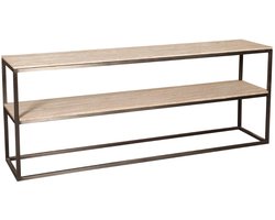 PTMD Bijzettafel Zoah - 200x45x80 cm - Travertijn - Zwart