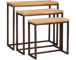 PTMD - Bijzettafel Zoah - Bruin - 70x29x65cm - Set van 3