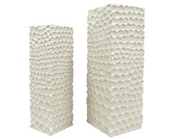 PTMD - Bloemenzuil Isaiah - Wit - 33x33x95cm - Set van 2