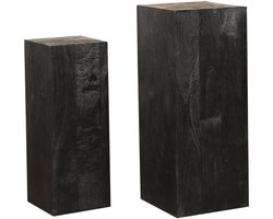 PTMD - Bloemenzuil Kyro - Zwart - 35x35x90cm - Set van 2