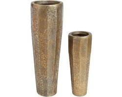 PTMD Bloempot Adiane - 36x36x104 cm - Aluminium - Messing