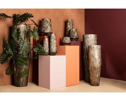 PTMD Bloempot Deandra - 38x38x119 cm - Aluminium - Zilver - Set van 3