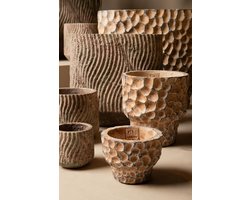 PTMD Bloempot Liselot - 30x15x28 cm - Cement - Bruin