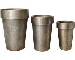 PTMD Bloempot Lovay - 82x82x119 cm - Aluminium - Messing - Set van 3