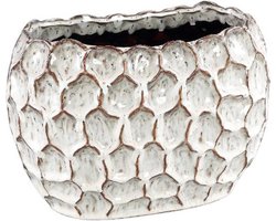 PTMD Bloempot Sannay - 26x16x20 cm - Keramiek - Wit