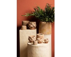 PTMD Bloempot Tiera - 30x30x30 cm - Cement - Beige
