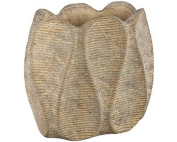 PTMD Bloempot Waxy - 30x15x28 cm - Cement - Bruin