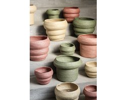 PTMD Bloempotten Summera - 27x27x26 cm - Papier - Roze - Set van 3