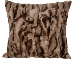 PTMD Clarisse Brown Artificial Fur Cushion Square L