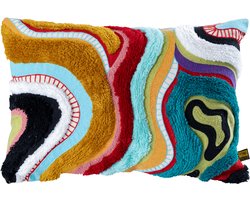 PTMD Courtneay Blue Rectangle Embroidery Cushion Lines