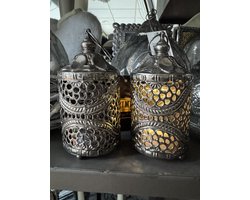 PTMD Decoritz Grey Glass LED Lantern Antique Iron C