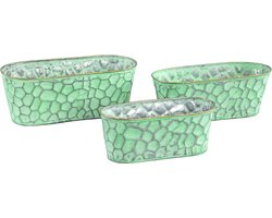 PTMD Dianne Ovale Bloempot - 33x16x12 cm - Set van 3 - Zink - Groen