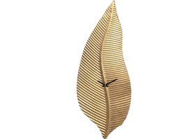 PTMD Dinter Wandklok Blad - 23 x 3,5 x 59 cm - Metaal - Goud