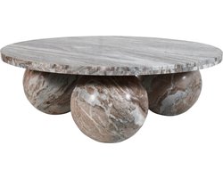 PTMD Diro Beige Marble 3 Ball Coffeetable Round