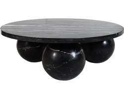 PTMD Diro Black Marble 3 Ball Coffeetable Round