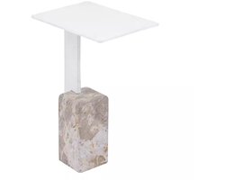 PTMD Ebe Beige Marble sidetable with rectangle alu top