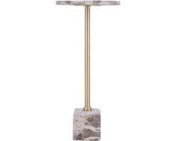 PTMD Ebe Beige Marble Sidetable With Round Top High