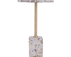 PTMD Ebe Beige Marble Sidetable With Round Top Low