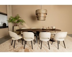 PTMD Eetkamerstoel Abierto - 55x61x80 cm - Textiel - Creme