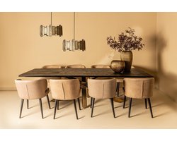 PTMD Eetkamerstoel Fiori - 64x56x81 cm - Leer - Antraciet