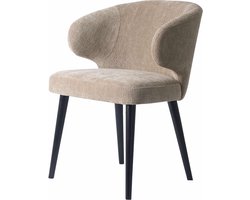 PTMD Eetkamerstoel Fiori - 64x56x81 cm - Metaal/Textiel - Creme