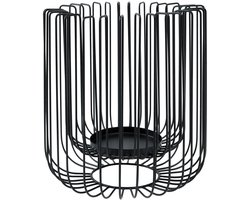 PTMD Eroni Rond Windlicht - H25 x Ø22 cm - Metaal - Zwart