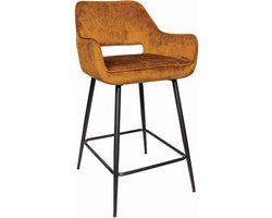 PTMD Fal LOW Velvet Rust bar stool black metal leg