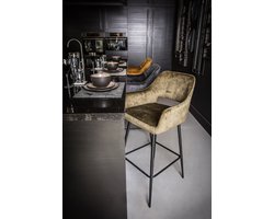 PTMD Fallon Velvet Barkrukken - 61x53x105 cm - Bruin - Set van 2