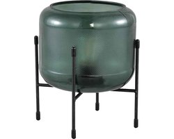 PTMD Fenna Tafellamp - H21,5 x Ø18 cm - Glas - Ijzer onderstel - Groen