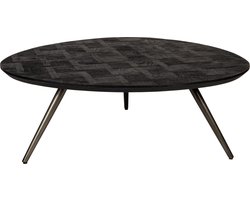 PTMD Fieron Black wooden coffee table organic round