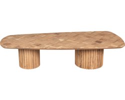 PTMD Fieron Natural wooden coffee table double rnd base