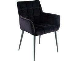PTMD Flair velvet stoel met armleuning zwart
