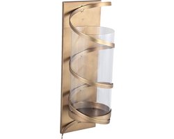 PTMD Haylie Windlicht - 15x12x41 cm - Glas - Messing