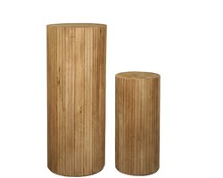 PTMD Jerra Natural Ribbed Mango Wood Pedestal Set Of 2