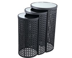 PTMD Jinda Bijzettafel - H70 x Ø40 cm - Ijzer - Grijs - Set van 3