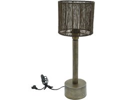 PTMD Jizzy Ronde Tafellamp - H57 x Ø20 cm - Ijzer - Brons