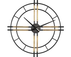 PTMD Joanna Black Metal Clock With Gold Tubes Round