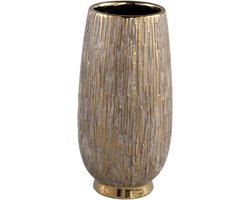 PTMD Junee Gold Ceramic Pot On Shiny Gold Base High S