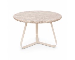 PTMD Kae Beige Marble Coffee Table Iron Legs Round S